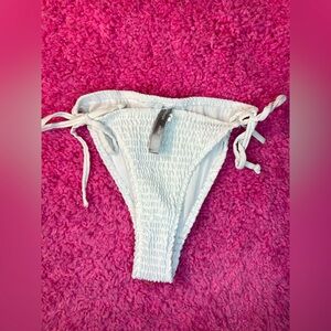 refuge white side tie bikini bottoms high cut sexy swim beach vacation nwot